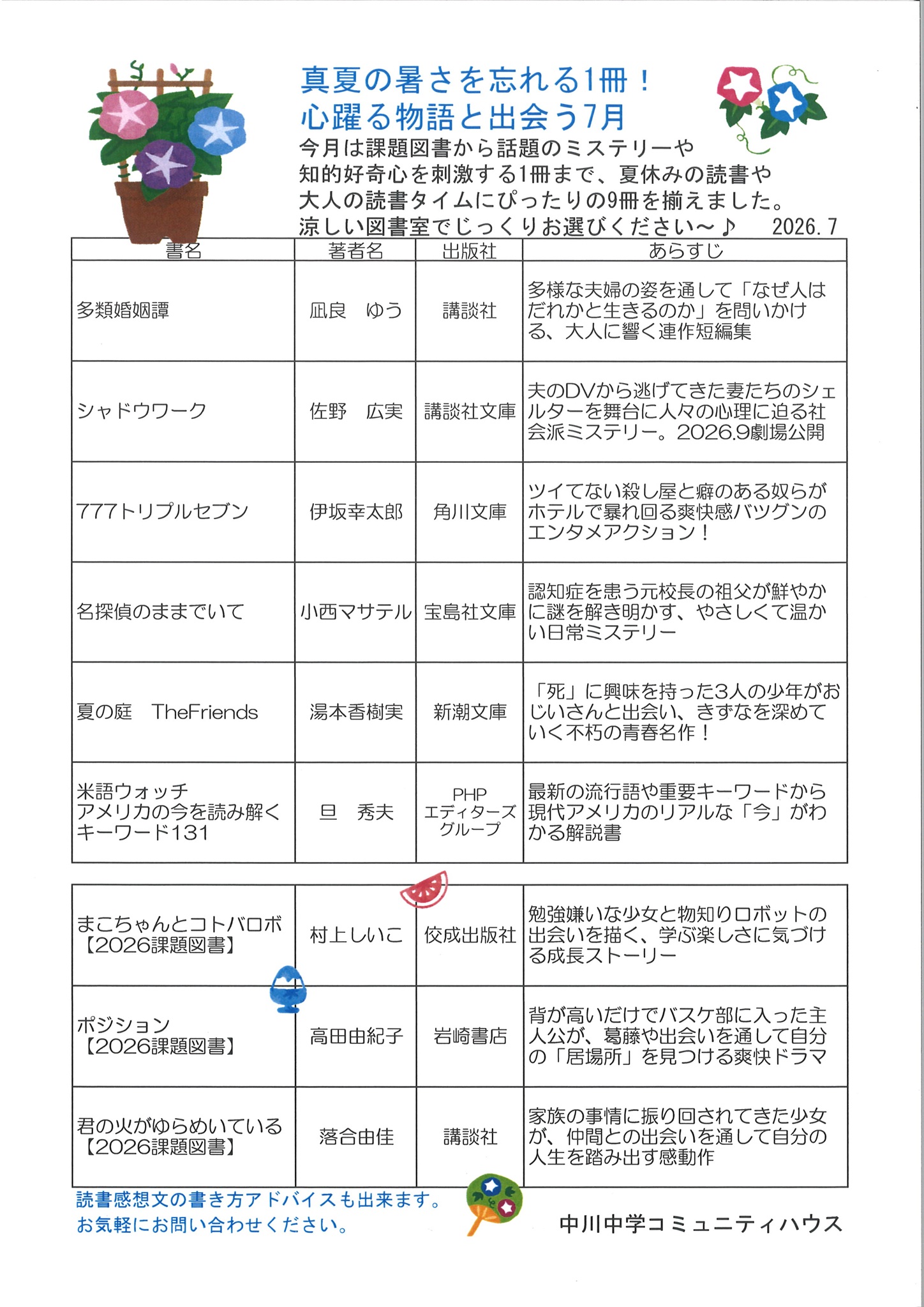 市民図書室NEWS 2026.7チラシ